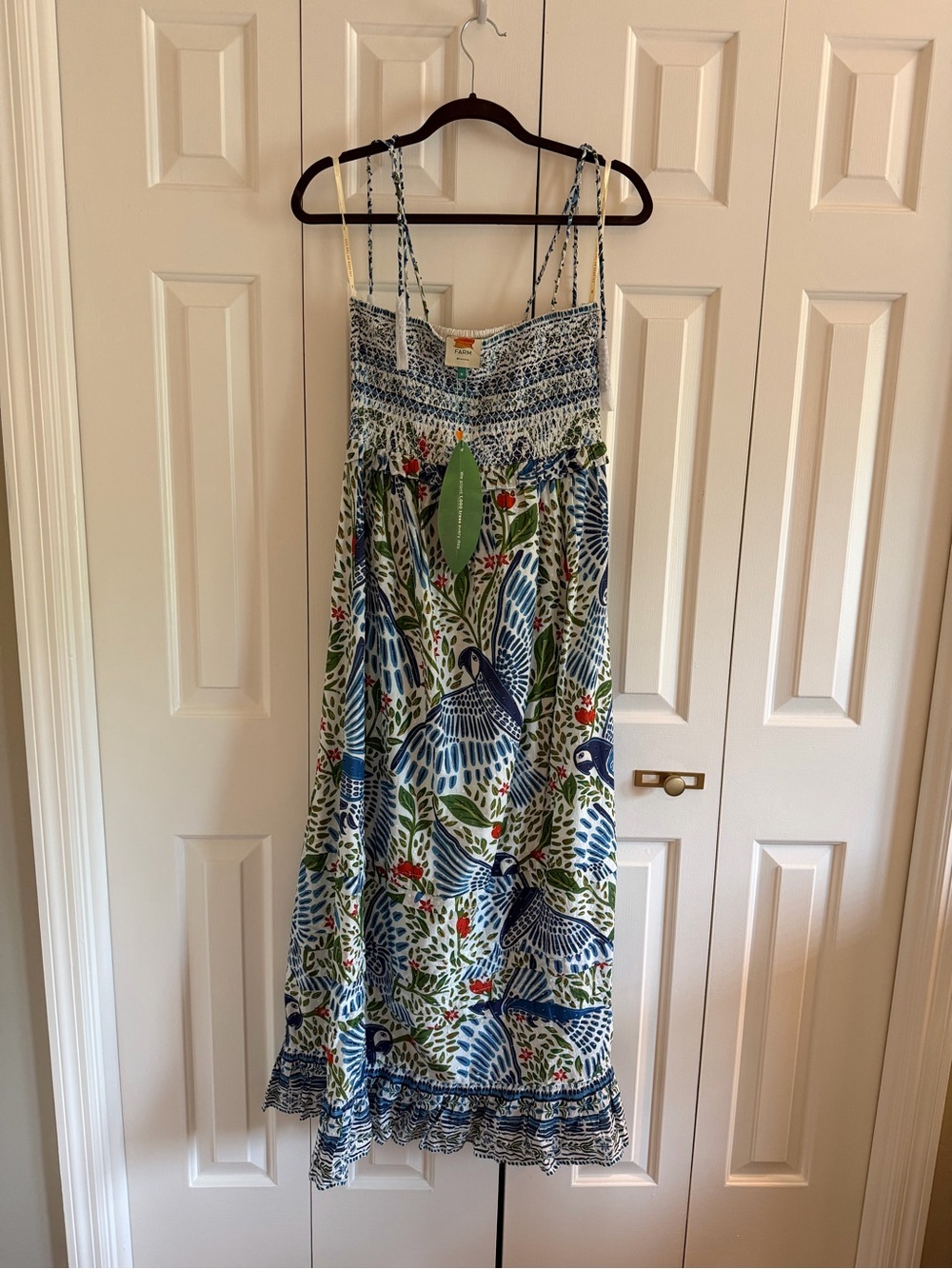 FARM Rio Blue & Green Bird-Print Maxi Dress